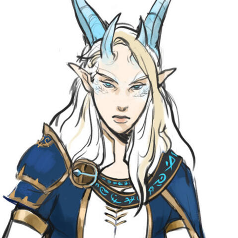 A drawing of Jaina with signs of being a shapeshifted dragon.