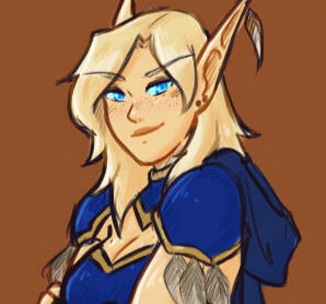 A drawing of Sylvanas when she was alive, smirking.
